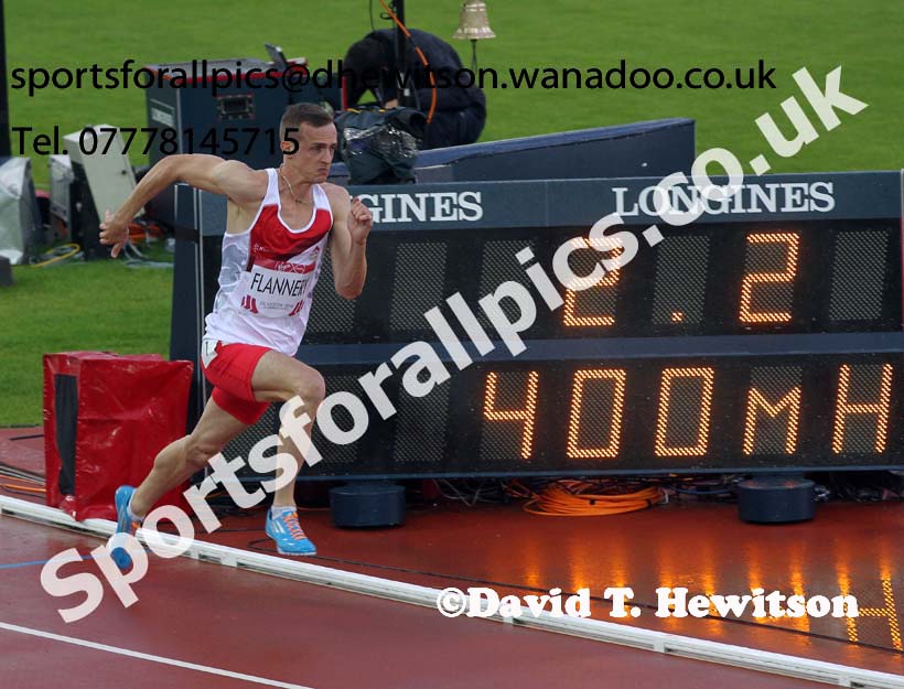 Niall Flannery (England) in the final of the 400 metres hurdles, 2014 Commonwealth Games, Glasgow. Photo: David T. Hewitson/Sports for All Pics